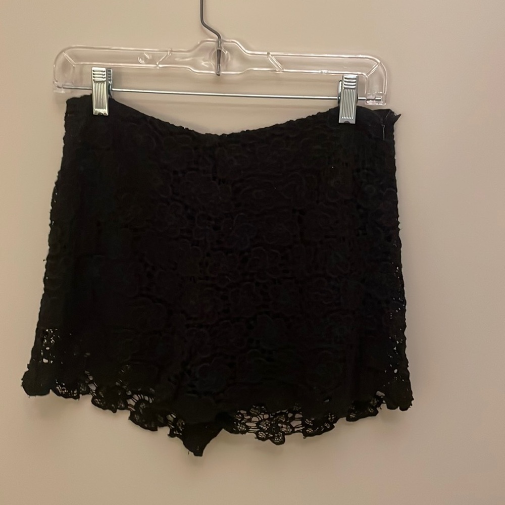Black Cotton Lace Shorts